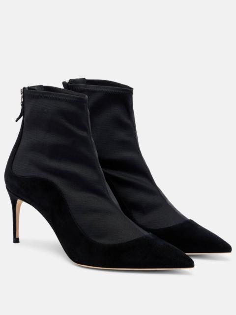 Elisa 70 suede-trimmed ankle boots