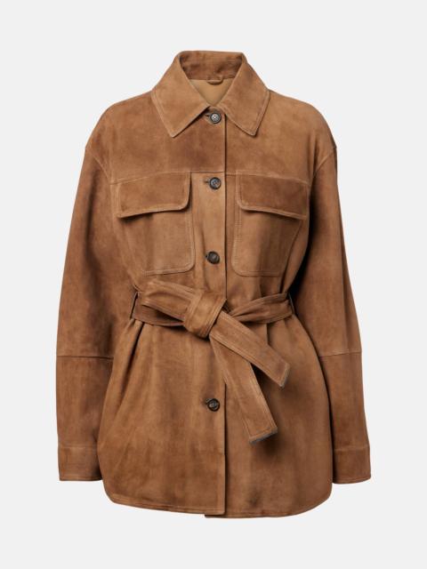 Belted suede field jacket