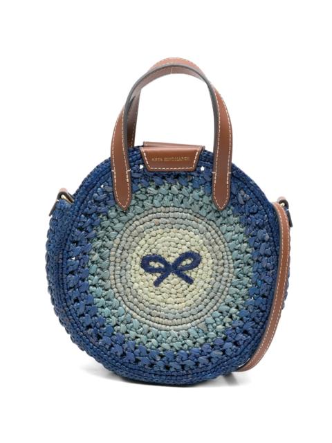Anya Hindmarch Small Round Bow Raffia Tote Bag