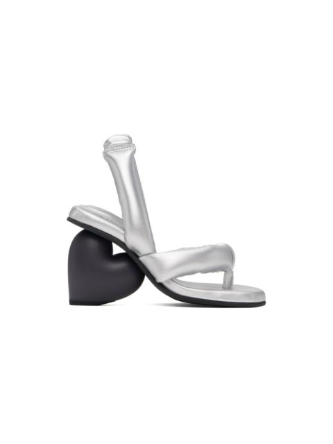 Silver & Black Love Heeled Sandals