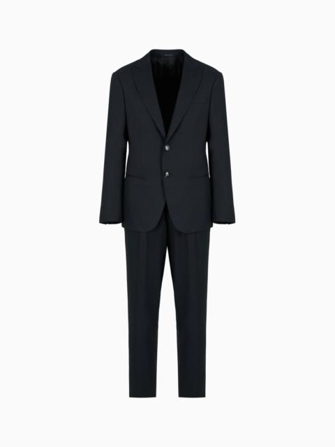 Single-breasted Soho line suit in virgin wool armure