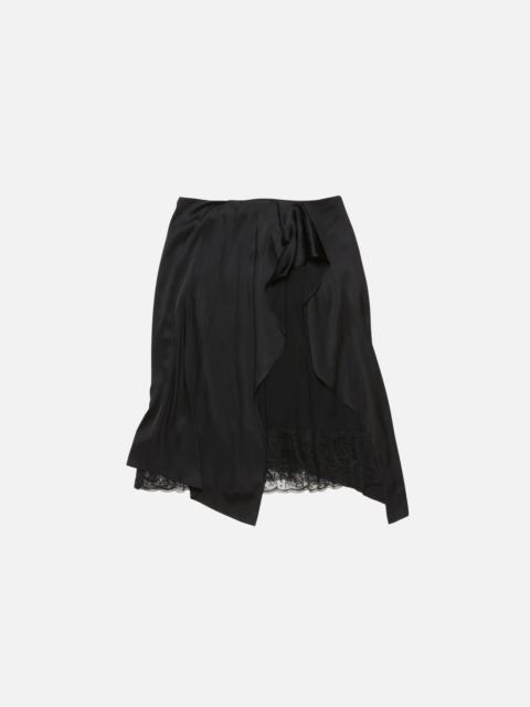 Layered Satin Skirt - Black