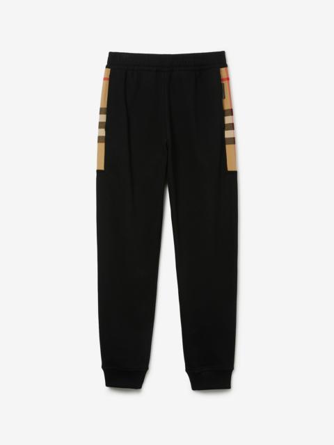 Check Panel Cotton Jogging Pants