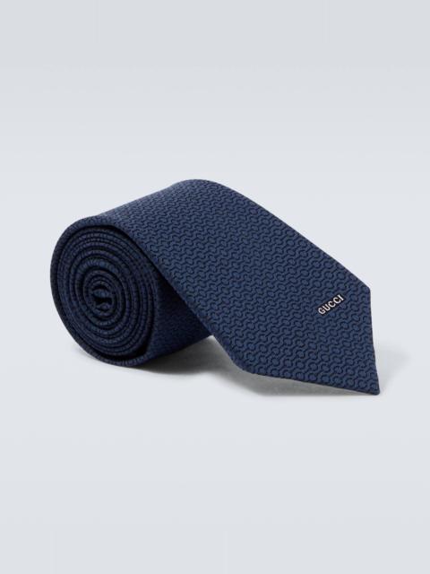 Horsebit silk jacquard tie