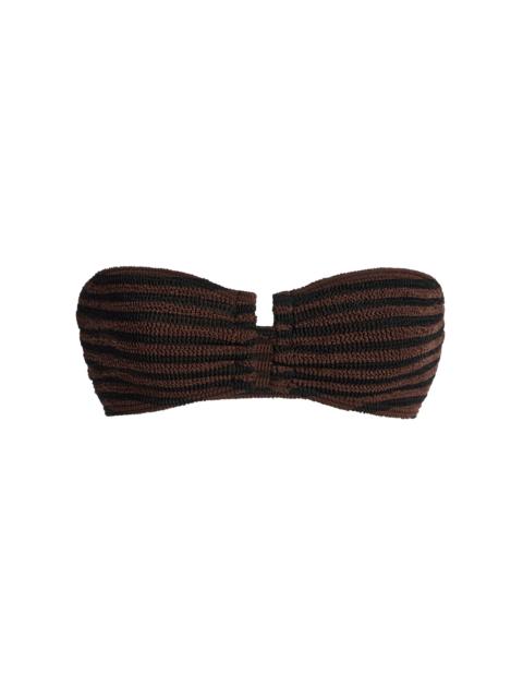 Blacke Striped Bandeau Bikini Top brown