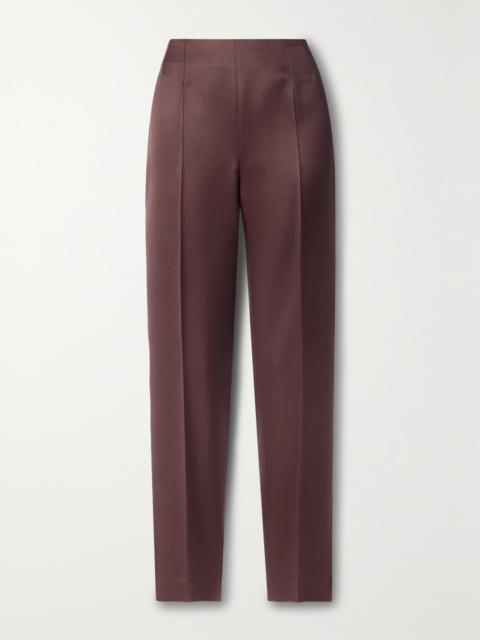 Masto Organic Wool And Silk-blend Satin Tapered Pants