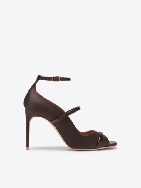 Cynthia 90 Dark Brown Satin Heeled Sandals