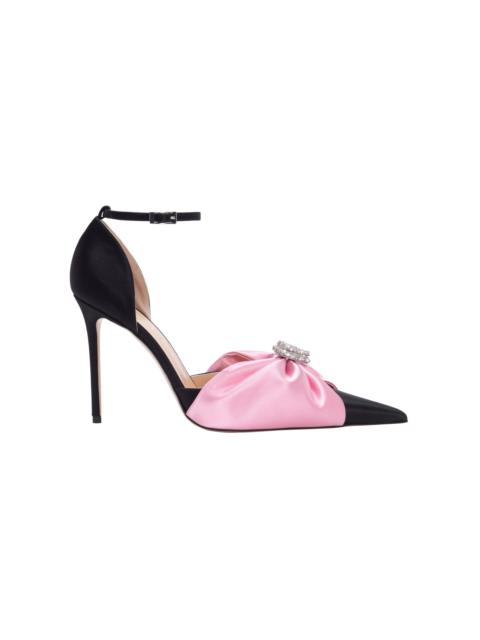 Double Heart Satin Draped Pumps pink
