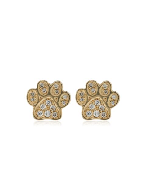 14k Yellow Gold Diamond Earrings gold