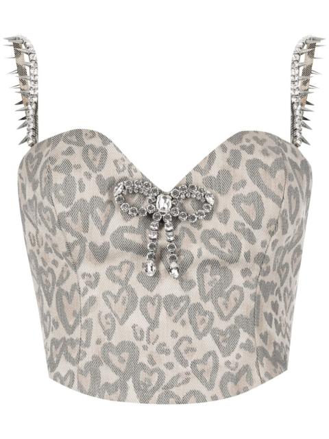 Heart leopard-print bustier top
