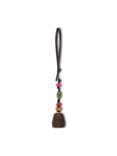 beaded tassel leather charm