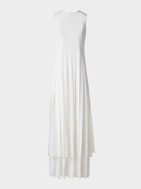 Sleeveless Pleated Ribbon Silk Crepe Gown