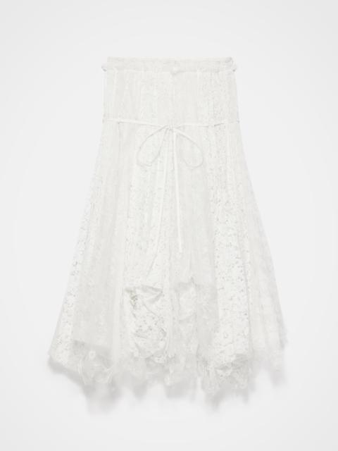 WOMENS MIXED LACE LONGLINE SKIRT IN WHITE