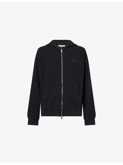 Waffle-Knit Zip-Up Cotton Hoody