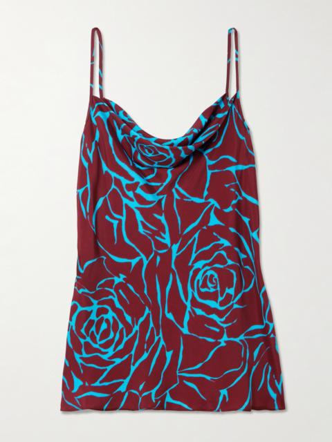 Draped Floral-print Satin-crepe Camisole