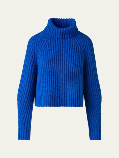 Cashmere Chunky Rib Cropped Turtleneck Sweater