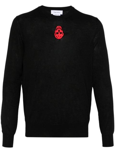 inverted skull-embroidered sweater
