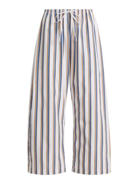 Yoshi Striped Cotton-Blend Cropped Drawstring Pants multi