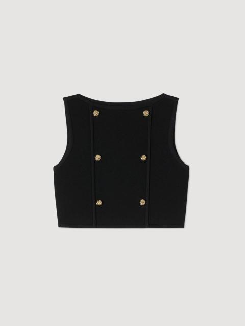 BUTTON DETAIL CROPPED KNIT TOP