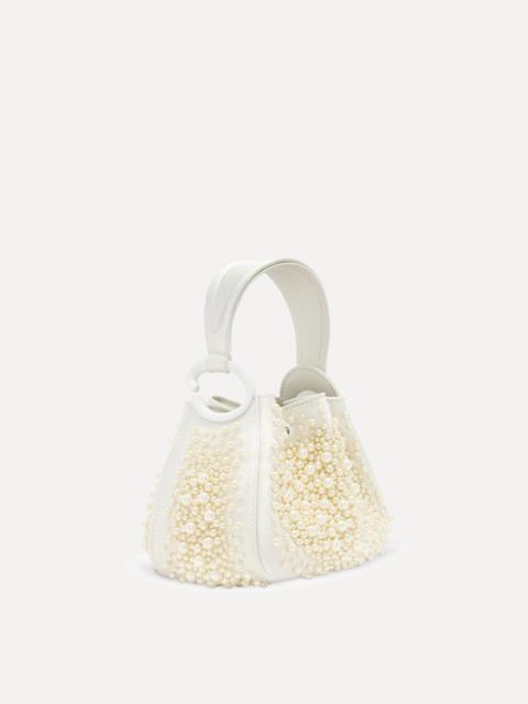 NANO PEARL EMBROIDERED O HANDLE BAG