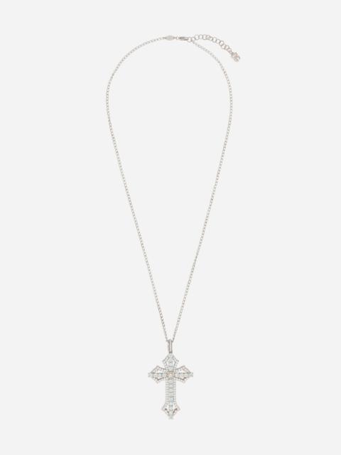 Cross Pendant 18-carat white gold, aquamarines, and diamonds
