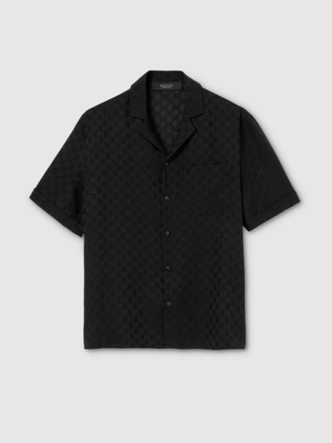 GG silk jacquard bowling shirt