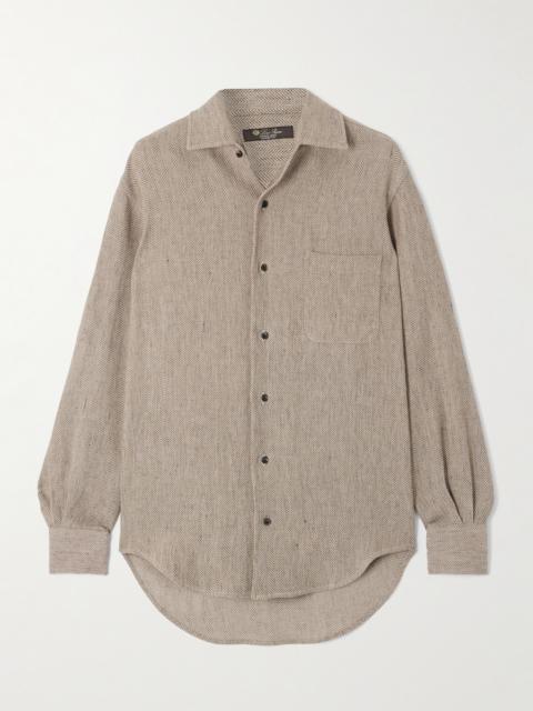 André Herringbone Linen Shirt