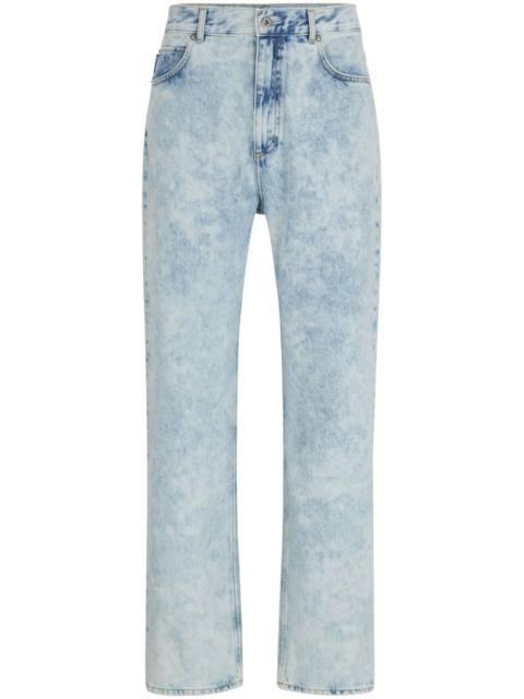 acid-wash straight-leg jeans