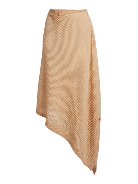 Draped Knit Strech-Cotton Midi Skirt khaki