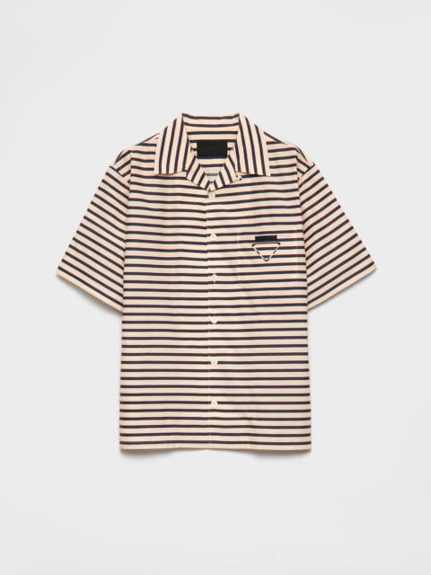 Striped cotton and silk bowling shirt
