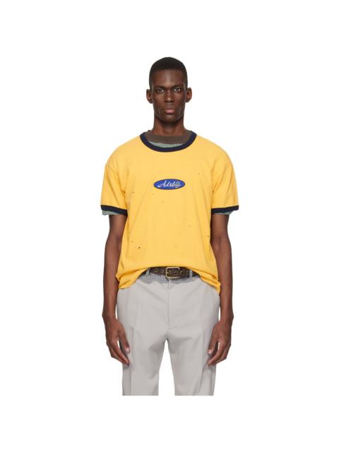 Yellow Essential 'ADSB' Logo Patch Ringer T-shirt