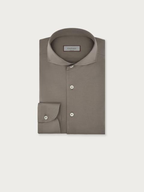REGULAR-FIT SHIRT IN DOVE GREY COTTON JERSEY