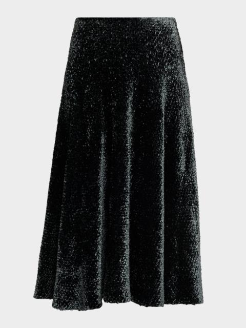 Velvet A-Line Midi Skirt