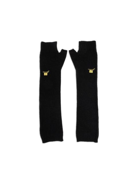 embroidered fingerless gloves