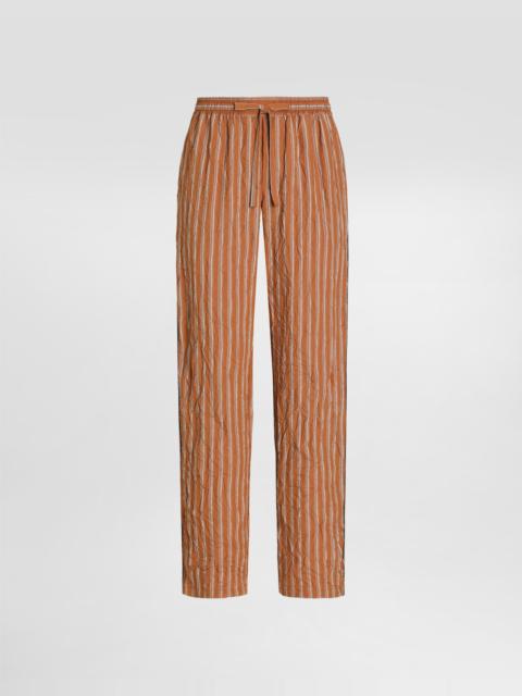 Crinkled striped fabric vanity trousers