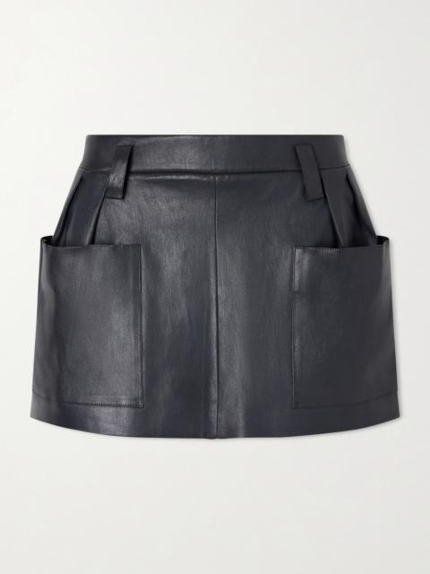 Anastasia Pleated Leather Mini Skirt