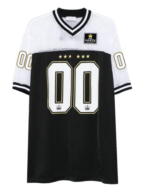 mesh-panel number-print dress