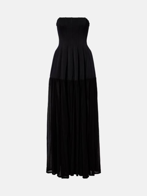 Strapless tulle maxi dress