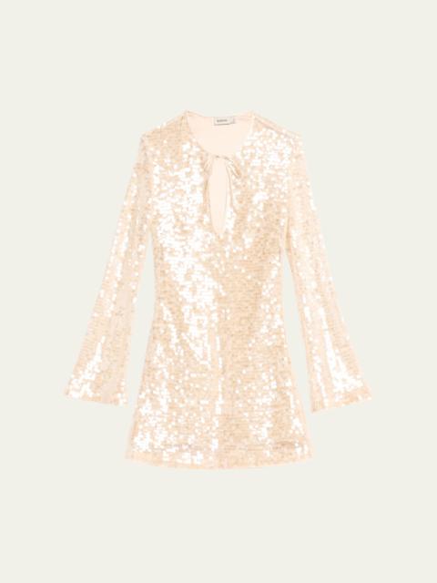 Kari Sequined Long-Sleeve Mini Dress