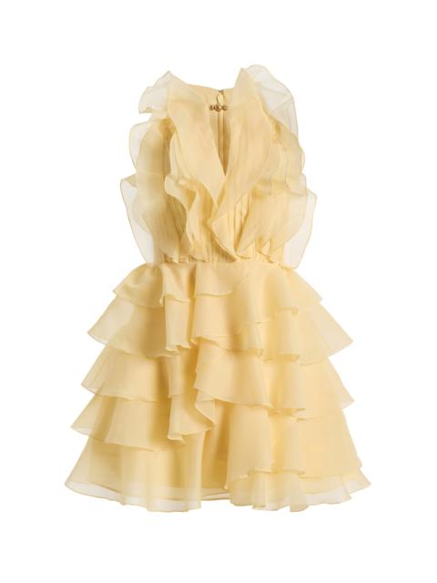Exclusive Cleo Ruffled Chiffon Mini Dress yellow
