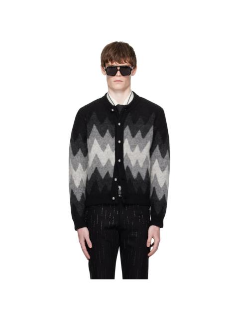 Black & Gray Degrade Jacquard Cardigan