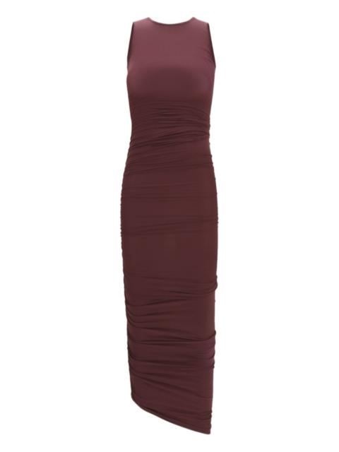 drape sheer midi dress