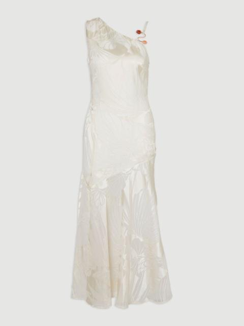 Devoure One Shoulder Woven Maxi Dress With Trim Detail