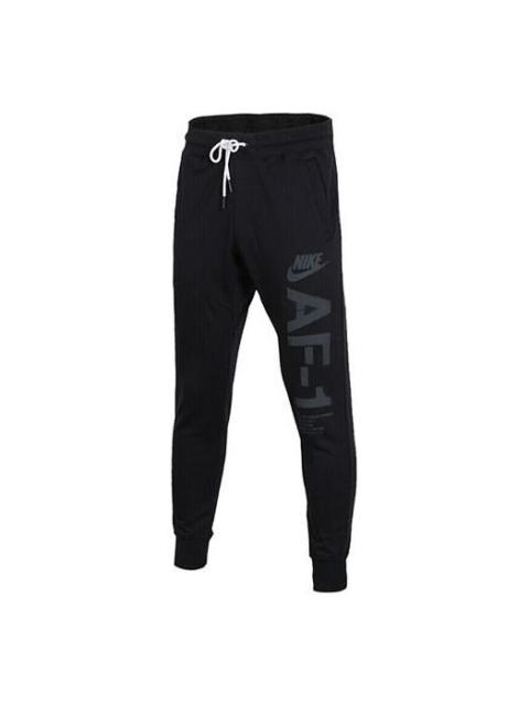 Men's Nike AF-1 Printing Knit Windproof Bundle Feet Long Pants/Trousers Black AH2031-010