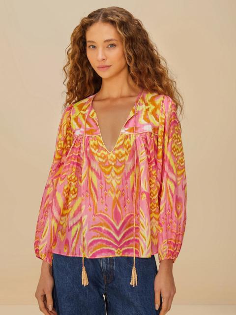 Pink Pineapple Tapestry Blouse