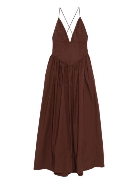 V-neck gathered maxi dress