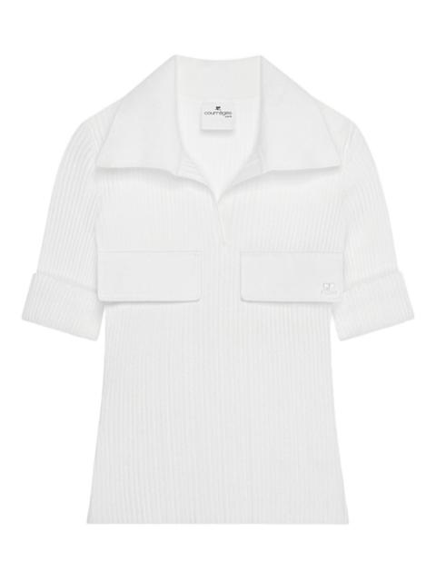 ribbed chest-pocket T-shirt