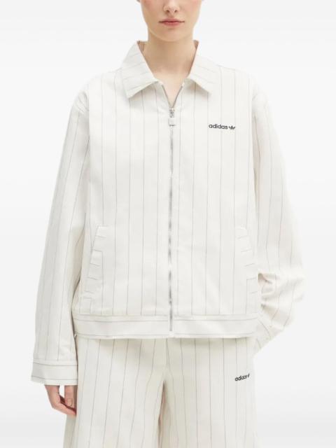 pinstripe zip-up jacket