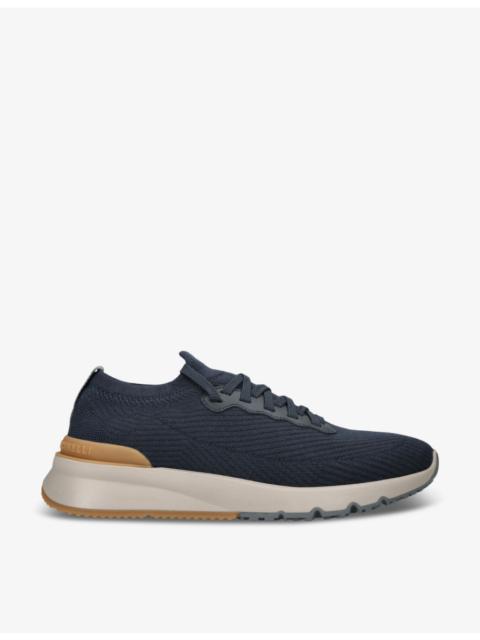 Ribbed wool-knit low-top trainers