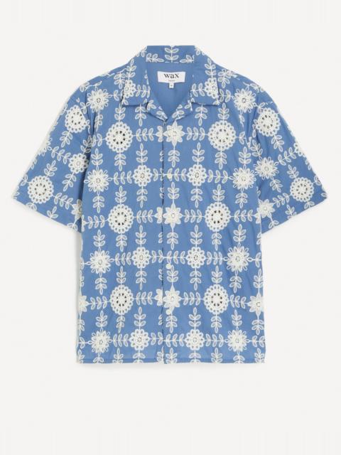 Didcot Blue-Ecru Corded Lace Shirt